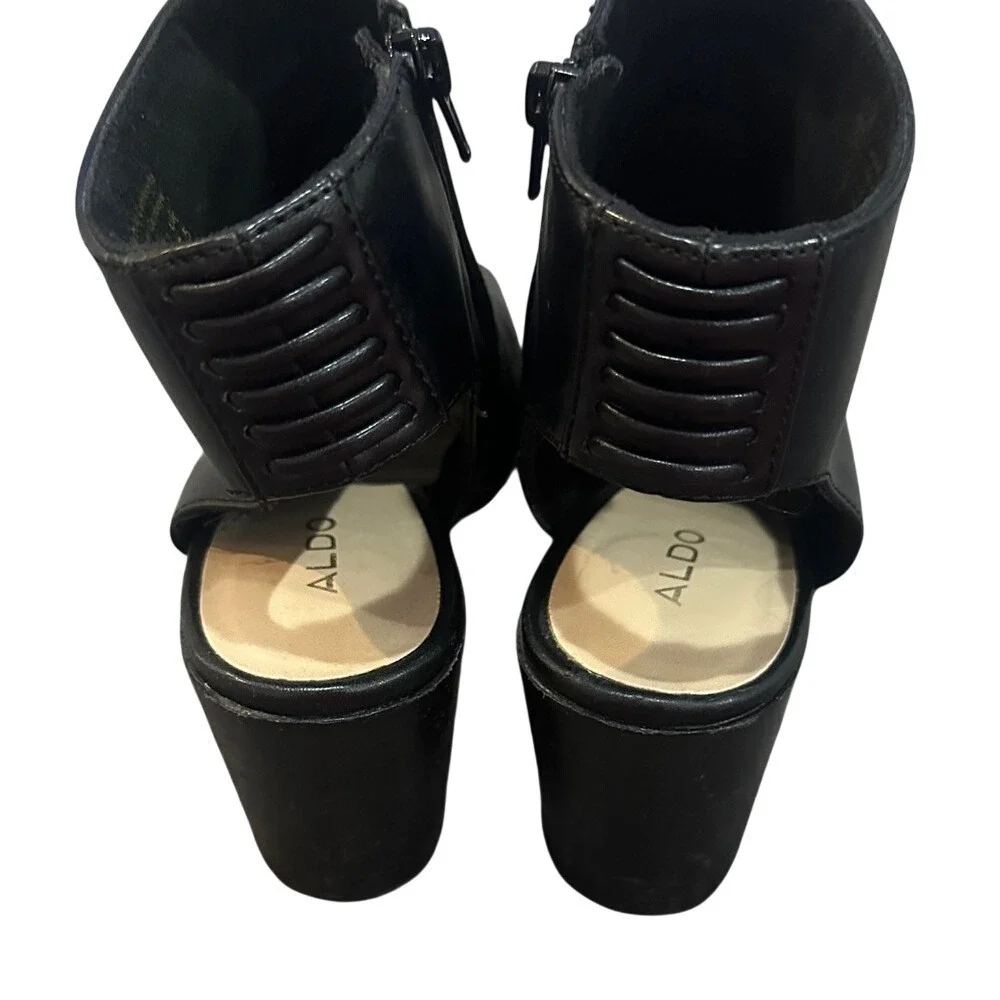Aldo Black Heeled Peep-Toe Boots - Picture 2 of 2